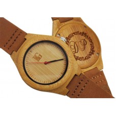 Personalised Engraved Wooden Watch Leather Strap